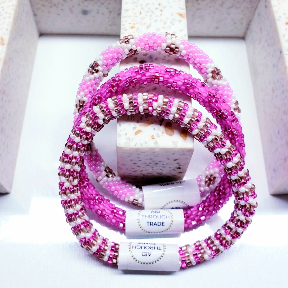 ORCHID -Original Roll-On® Bracelet-Set of 3 bracelets, 7" round, Nepal,#3 (3Pcs)